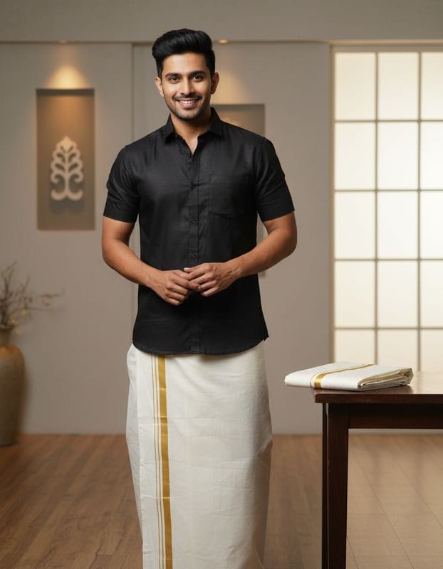 Black Cotton Shirt Half Sleeves